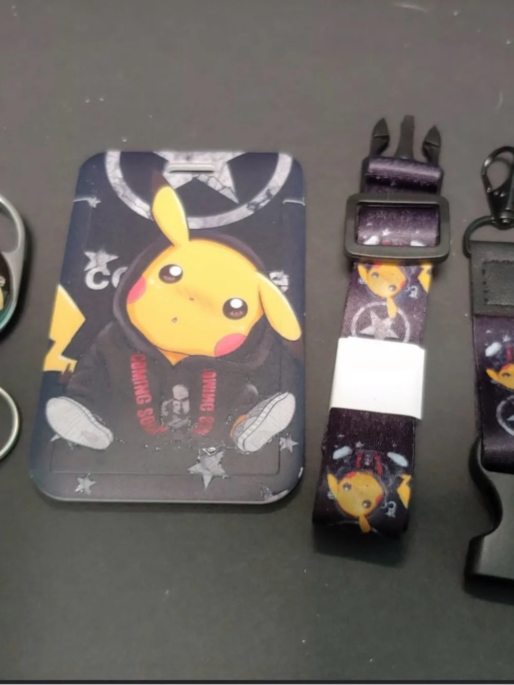 Pikachu Graphic Dark Blue Phone Card Holder with Matching Lanyard